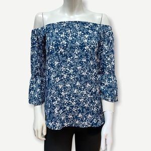 Verse blue floral off shoulder‎ top S